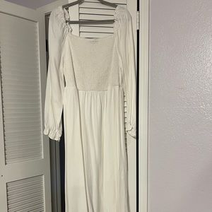 White square neck A-line dress